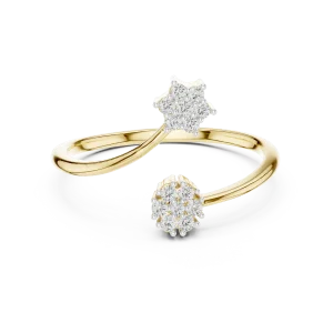 Fluid Silhouette Round DIAMEUR Diamond Bypass Statement Ring - Image 2
