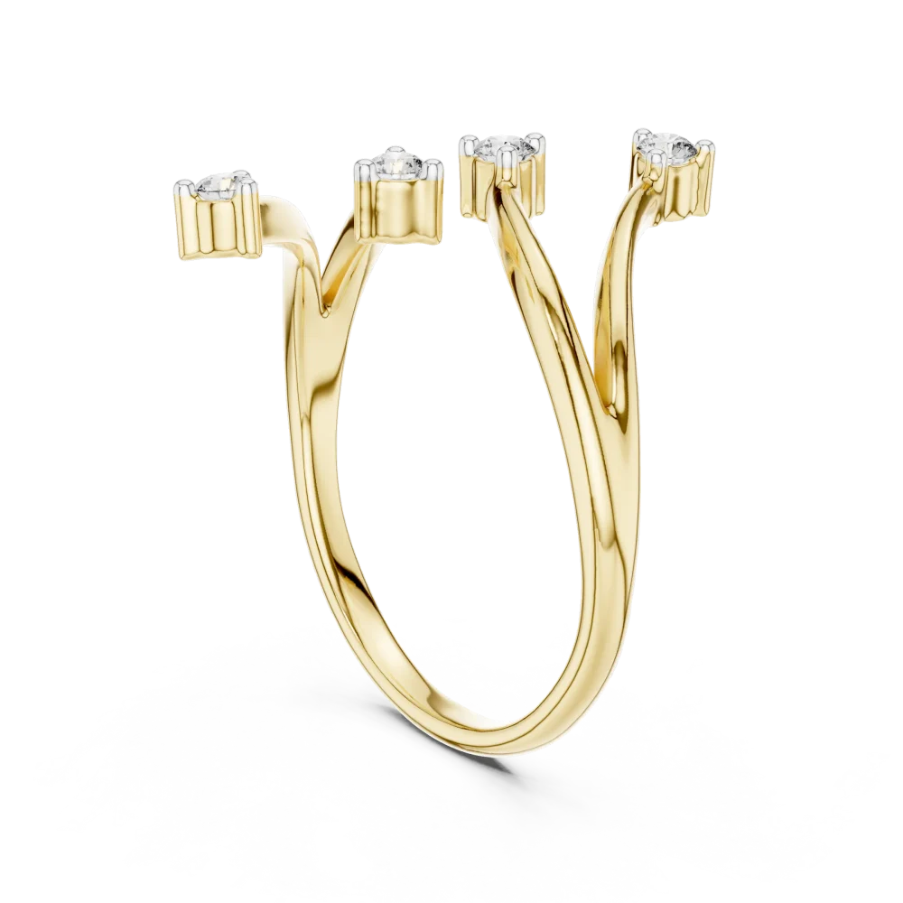 Fluidity Four-Stone Round Brilliant Contemporary Bypass Ring - Image 3