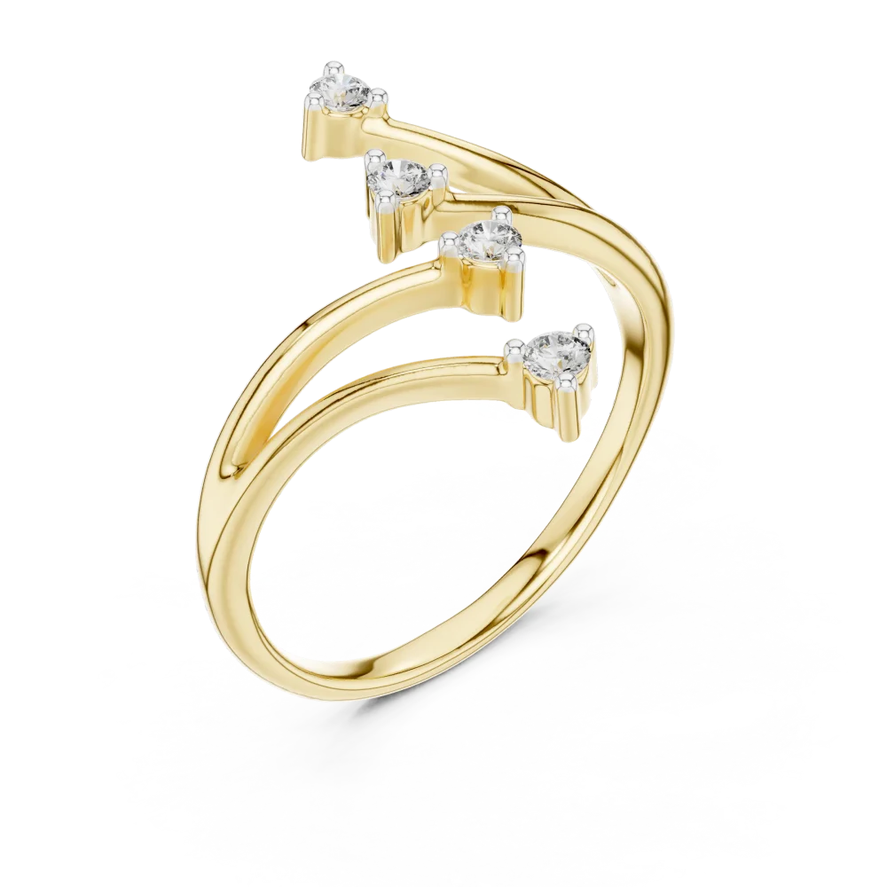 Elevate your style with this modern bypass ring, featuring four brilliant-cut DIAMEUR lab-grown diamonds. Shop this sustainable luxury piece today.