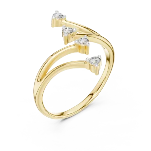 Fluidity Four-Stone Round Brilliant Contemporary Bypass Ring