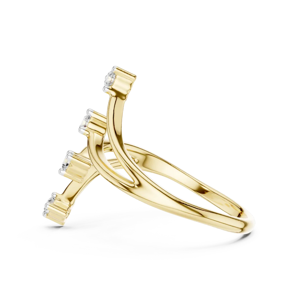 Fluidity Four-Stone Round Brilliant Contemporary Bypass Ring - Image 4