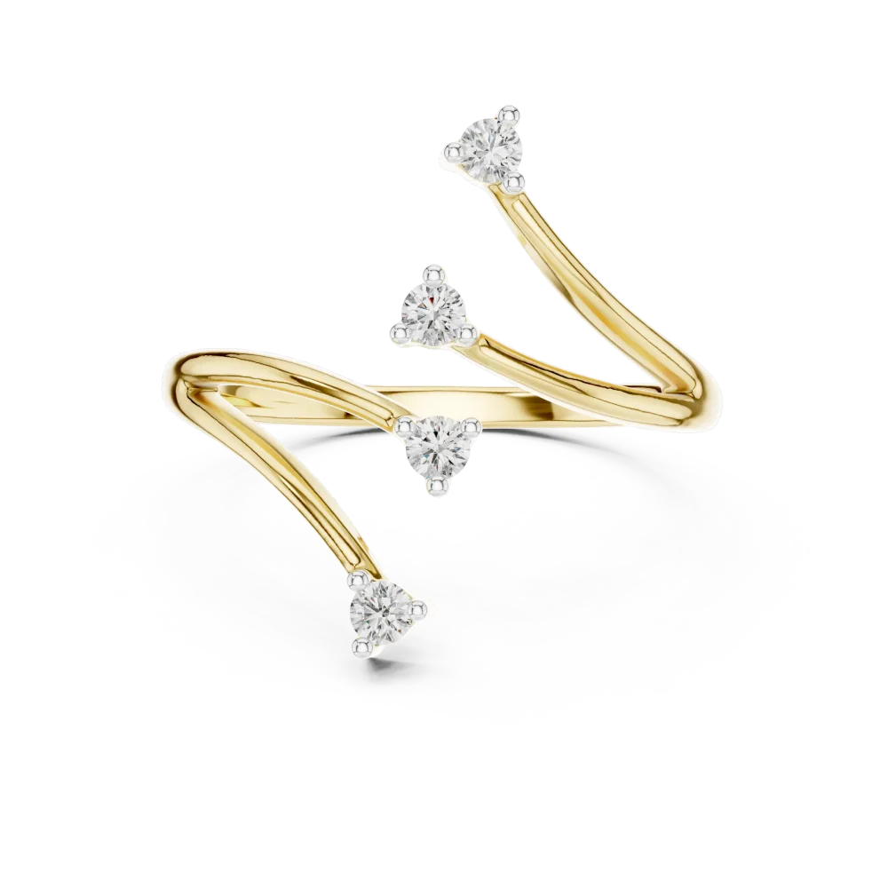 Fluidity Four-Stone Round Brilliant Contemporary Bypass Ring - Image 2