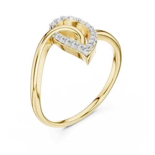 Symmetry Pavilion Round Diamond Pavé-Set Architectural Ring