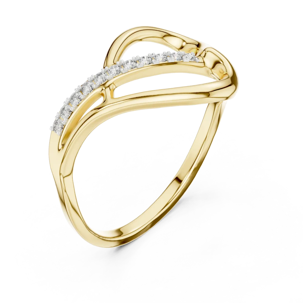 Elevate your style with this fluid, architectural band featuring brilliant-cut DIAMEUR diamonds. Experience modern luxury. Shop this timeless ring now.