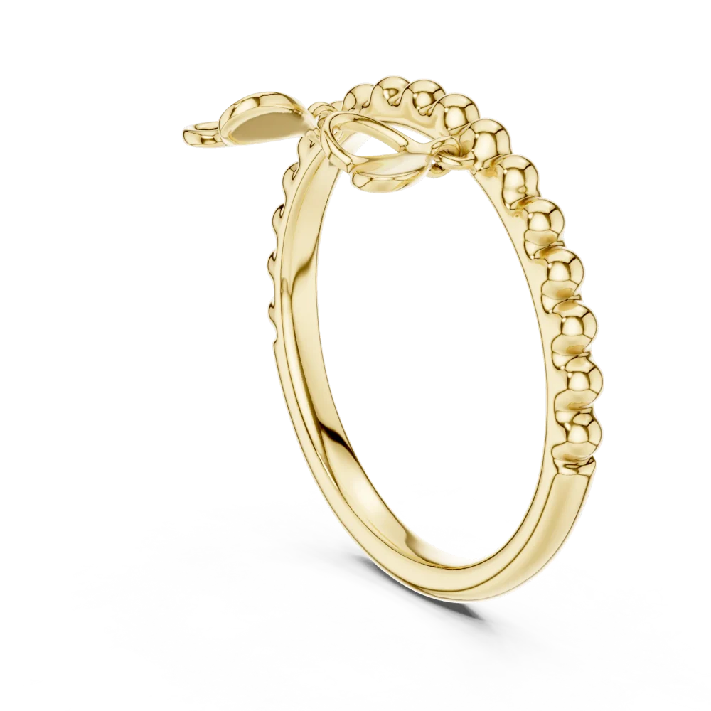 Petite Round Beaded Silhouette Charm Ring - Image 3