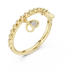 Petite Round Beaded Silhouette Charm Ring