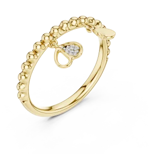 Petite Round Beaded Silhouette Charm Ring