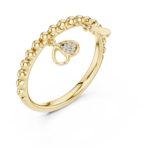 Petite Round Beaded Silhouette Charm Ring