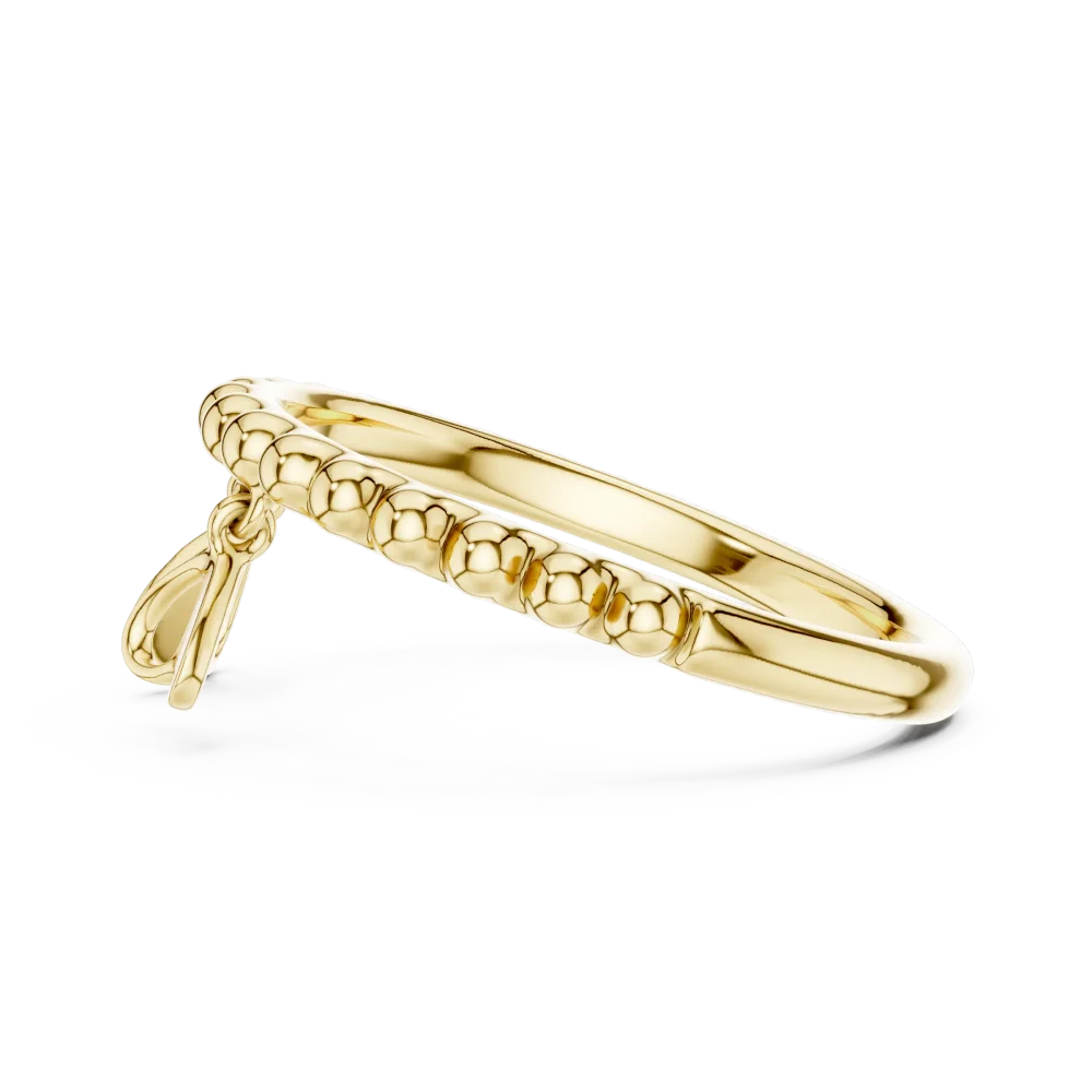 Petite Round Beaded Silhouette Charm Ring - Image 4