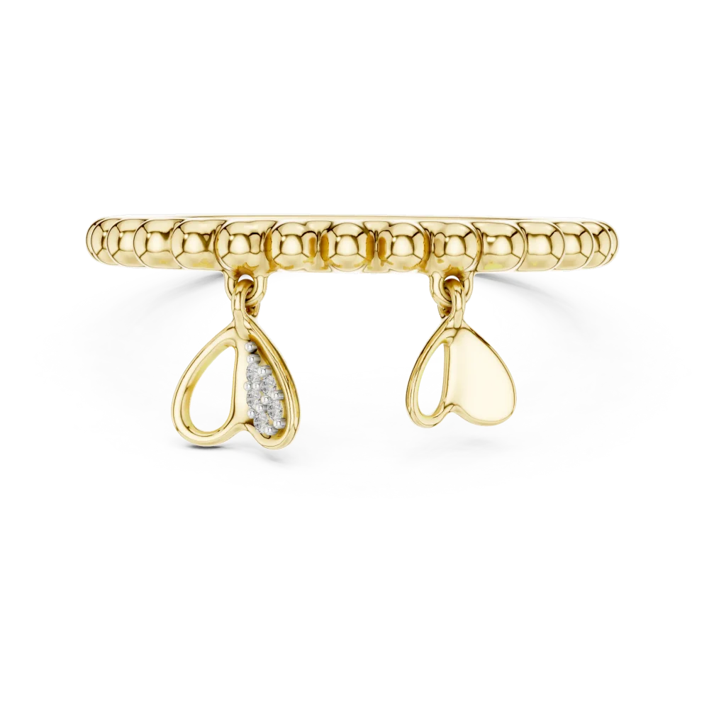 Petite Round Beaded Silhouette Charm Ring - Image 2