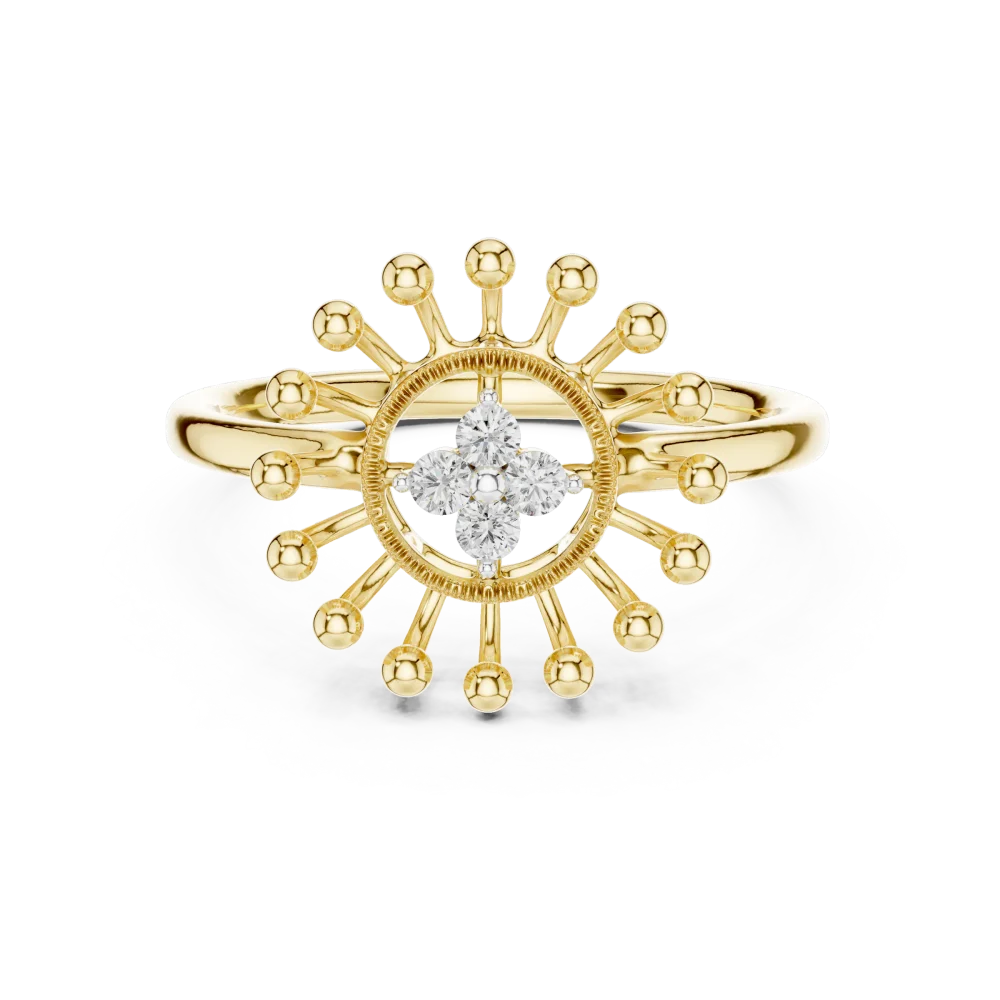 Radiant Aura Round Cut Architectural Statement Ring - Image 2
