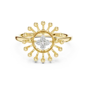 Radiant Aura Round Cut Architectural Statement Ring - Image 2