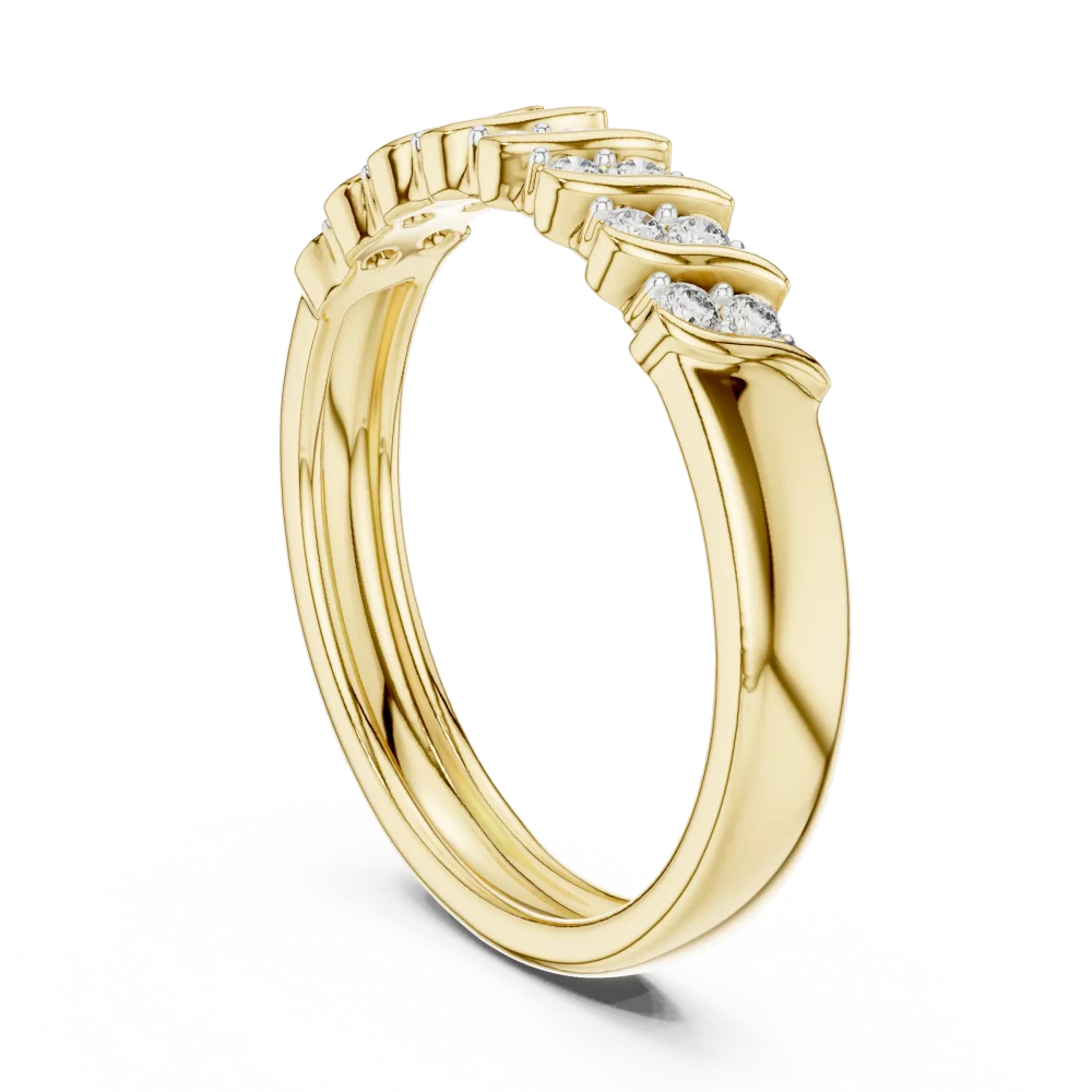 Fluid Symmetry Round Cut Scintillating Pavé-Set Band - Image 3