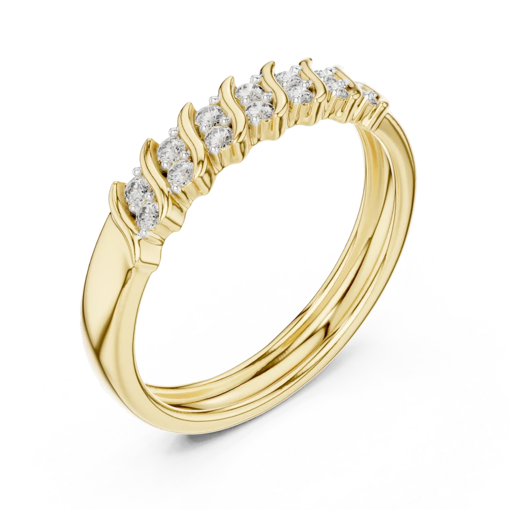 Embrace modern elegance with this fluid, wave-inspired band. Featuring brilliant DIAMEUR diamonds, it is the perfect accessory. Shop this style today.