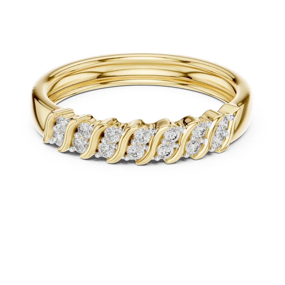Fluid Symmetry Round Cut Scintillating Pavé-Set Band - Image 2