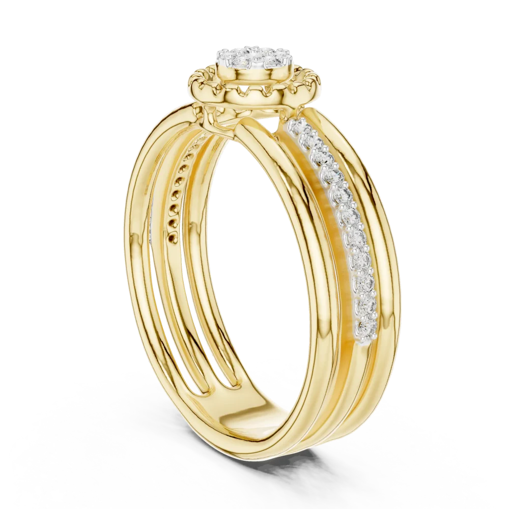 Luminary Round Brilliant Pavé-Set Silhouette Solitaire Ring - Image 3