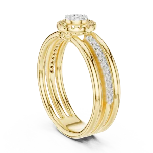 Luminary Round Brilliant Pavé-Set Silhouette Solitaire Ring - Image 3