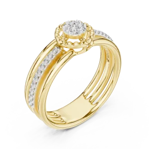 Luminary Round Brilliant Pavé-Set Silhouette Solitaire Ring