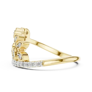 Ethereal Round Brilliant Pavé-Set Leaf Silhouette Ring - Image 4