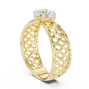 Architectural Lattice Round Diamond Statement Ring - Image 3