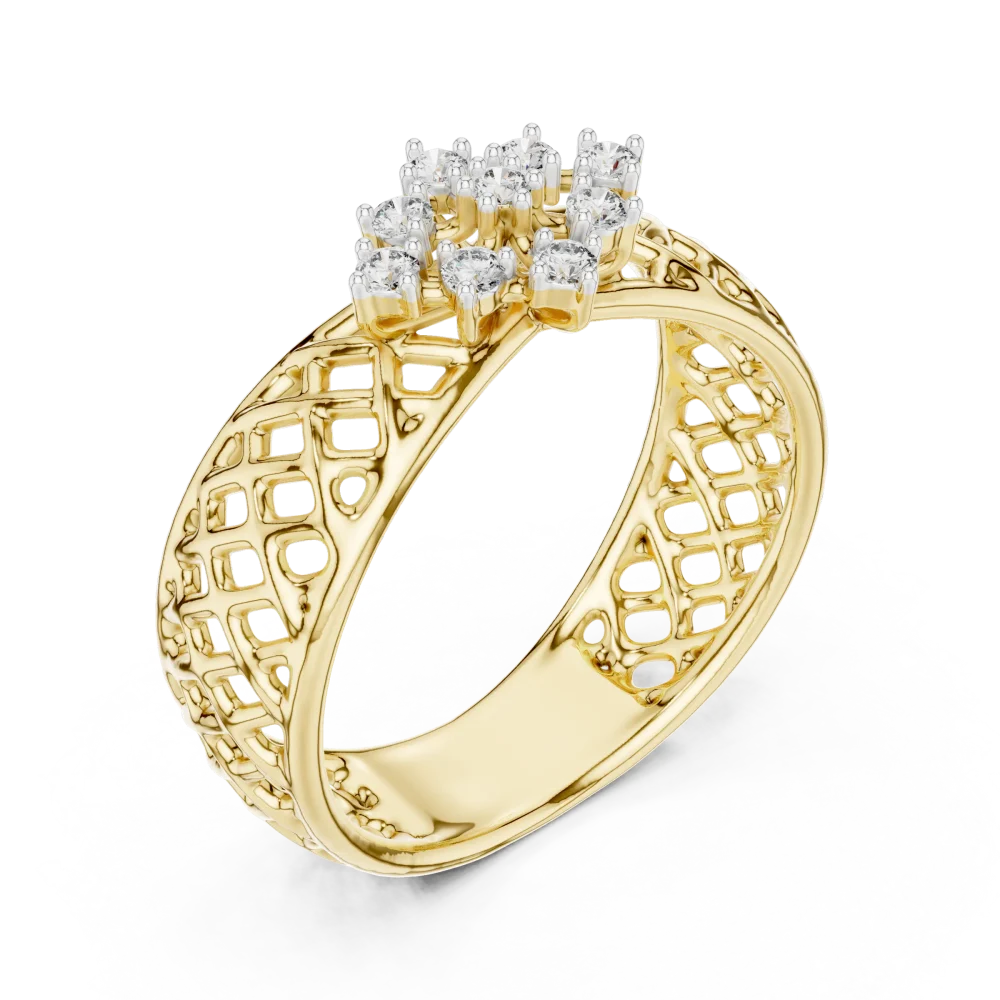 Embrace modern elegance with this architectural lattice ring. Featuring brilliant DIAMEUR diamonds, it is the perfect fusion of art and luxury. Shop now.