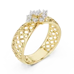 Architectural Lattice Round Diamond Statement Ring