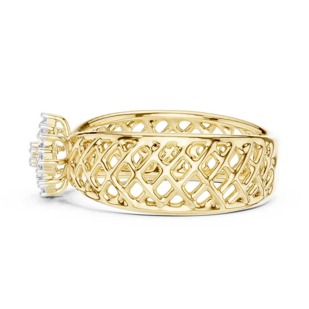 Architectural Lattice Round Diamond Statement Ring - Image 4