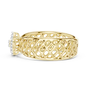 Architectural Lattice Round Diamond Statement Ring - Image 4