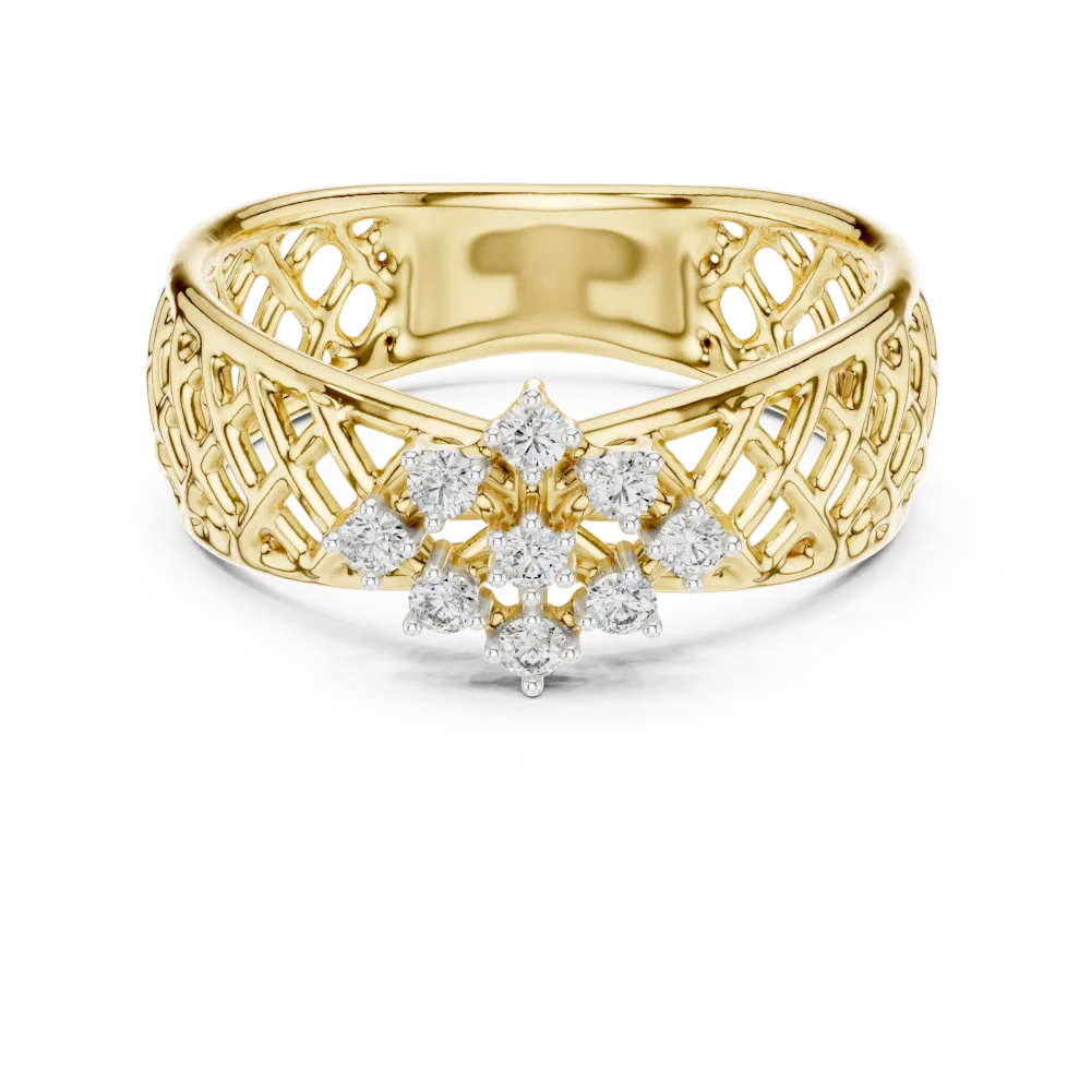 Architectural Lattice Round Diamond Statement Ring - Image 2