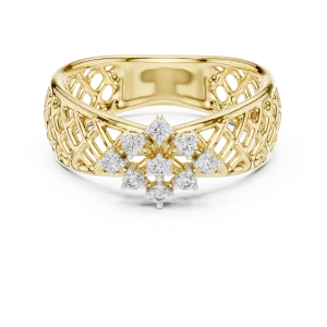 Architectural Lattice Round Diamond Statement Ring - Image 2