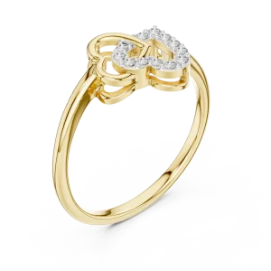 Ethereal Round Brilliant Interlocking Hearts Pavé Ring
