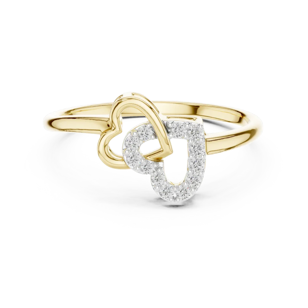 Ethereal Round Brilliant Interlocking Hearts Pavé Ring - Image 2