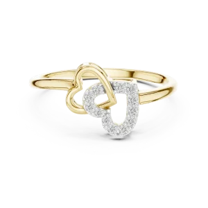Ethereal Round Brilliant Interlocking Hearts Pavé Ring - Image 2