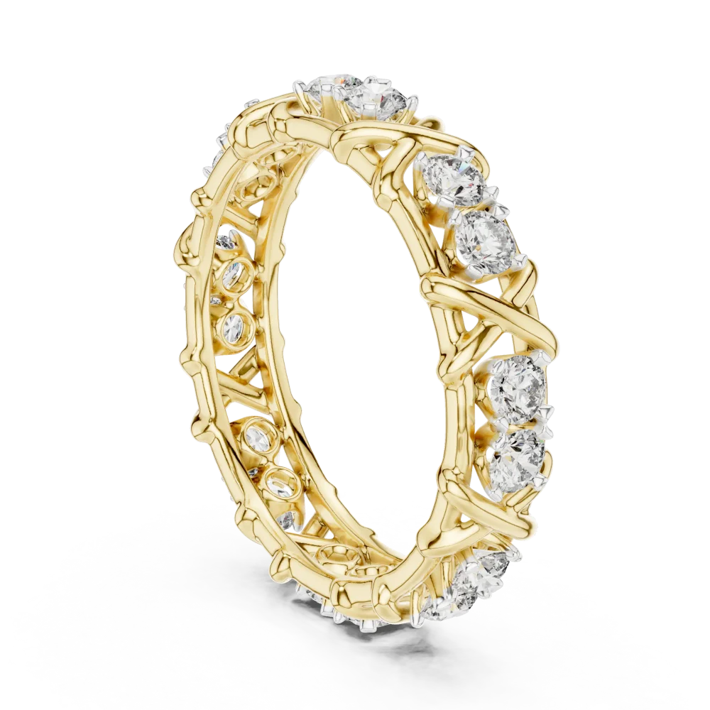 Symmetry Round Brilliant Architectural Pavé-Set Eternity Band - Image 3