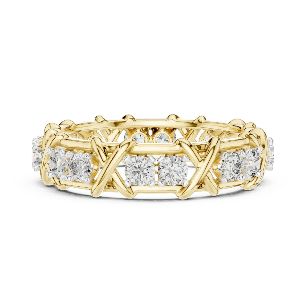 Symmetry Round Brilliant Architectural Pavé-Set Eternity Band - Image 4