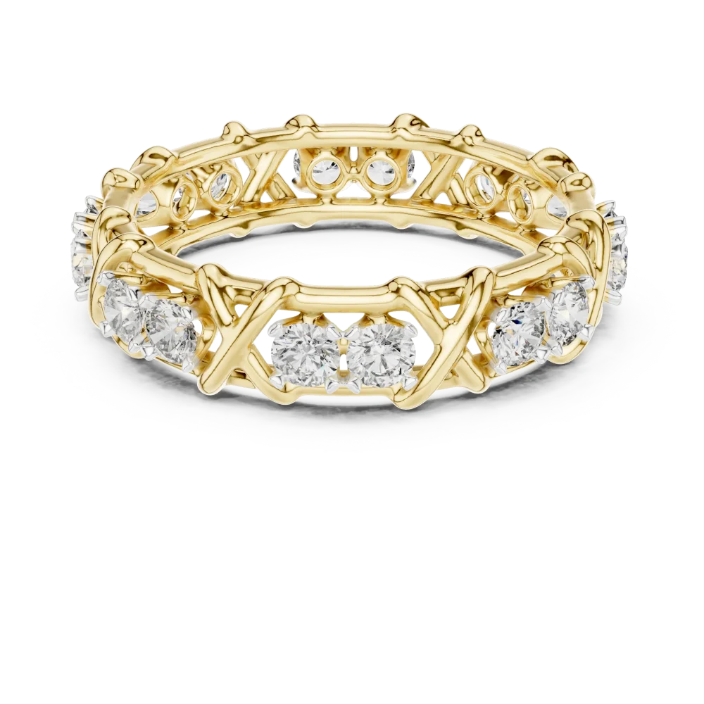 Symmetry Round Brilliant Architectural Pavé-Set Eternity Band - Image 2