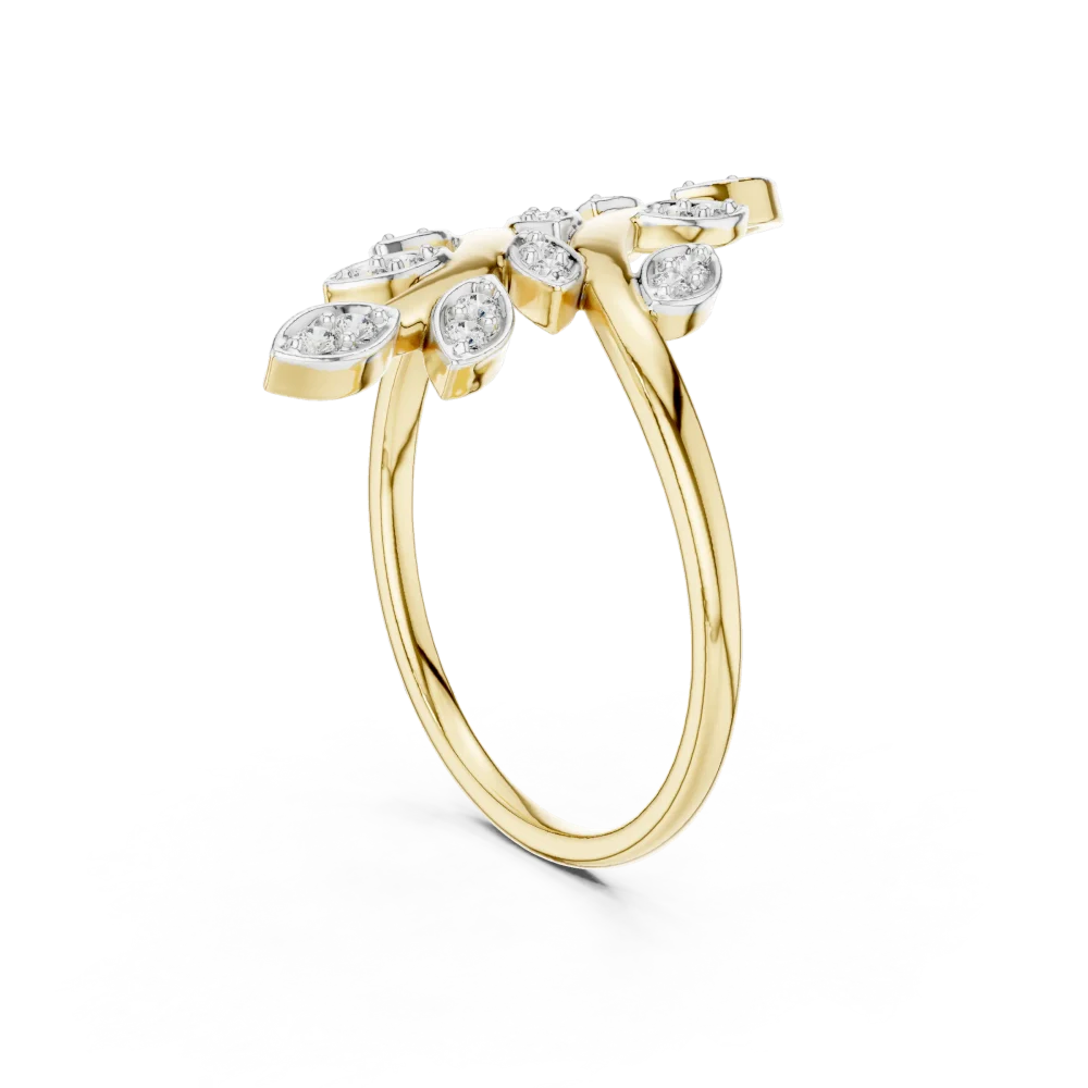 Ethereal Marquise Leaf Pavé-Set Round Brilliant Ring - Image 3