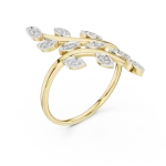 Ethereal Marquise Leaf Pavé-Set Round Brilliant Ring