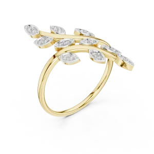 Ethereal Marquise Leaf Pavé-Set Round Brilliant Ring