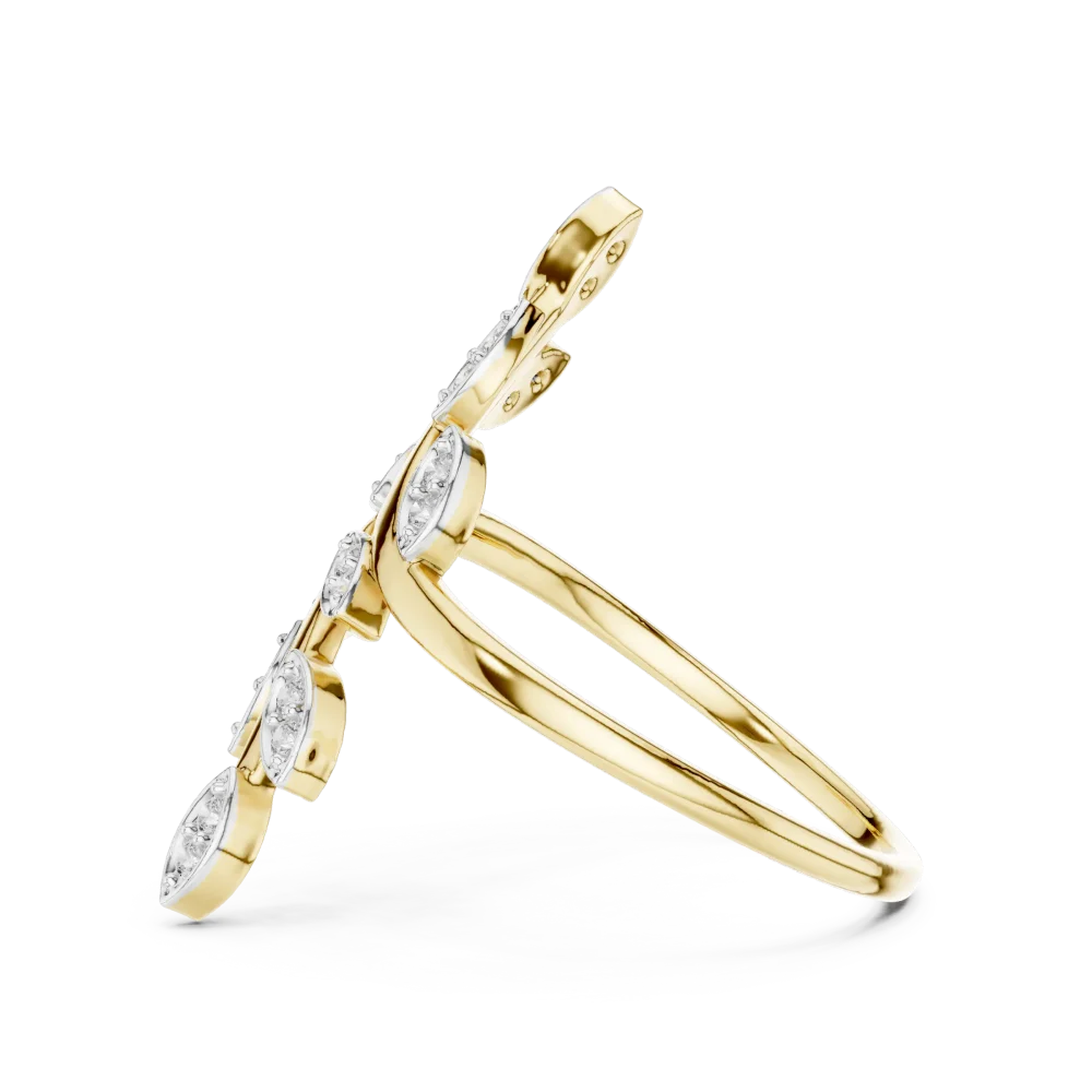 Ethereal Marquise Leaf Pavé-Set Round Brilliant Ring - Image 4