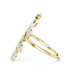 Ethereal Marquise Leaf Pavé-Set Round Brilliant Ring - Image 4