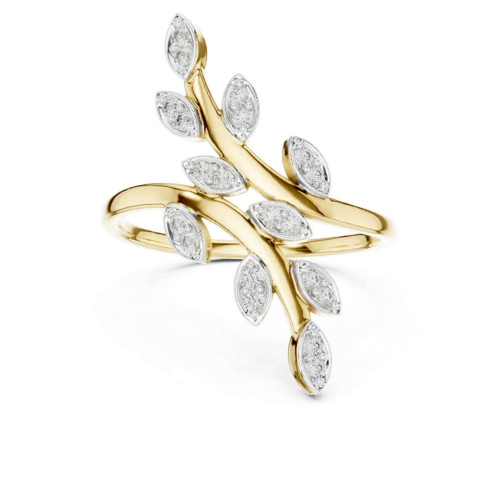 Ethereal Marquise Leaf Pavé-Set Round Brilliant Ring - Image 2