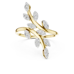 Ethereal Marquise Leaf Pavé-Set Round Brilliant Ring - Image 2