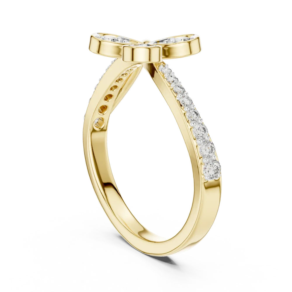 Ethereal Floral Silhouette Pavé-Set Round Cut Diamond Ring - Image 3