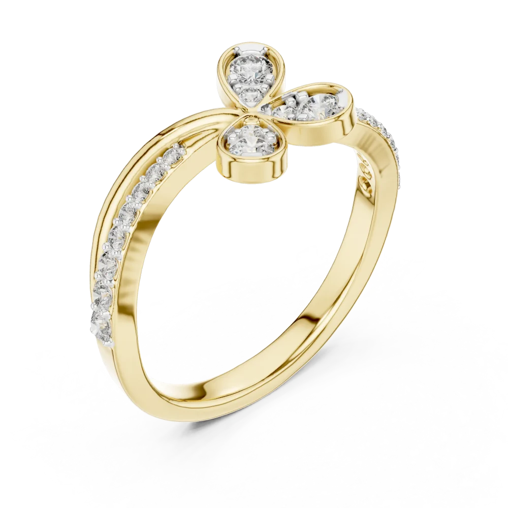 Embrace timeless elegance with this floral-inspired pavé-set round DIAMEUR diamond ring. A radiant, sustainable masterpiece for every occasion.