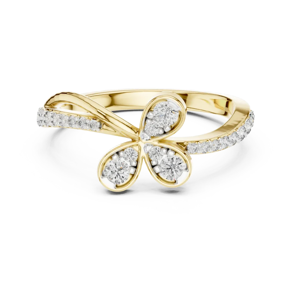 Ethereal Floral Silhouette Pavé-Set Round Cut Diamond Ring - Image 2