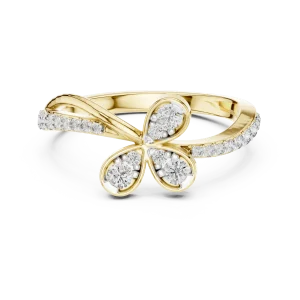 Ethereal Floral Silhouette Pavé-Set Round Cut Diamond Ring - Image 2