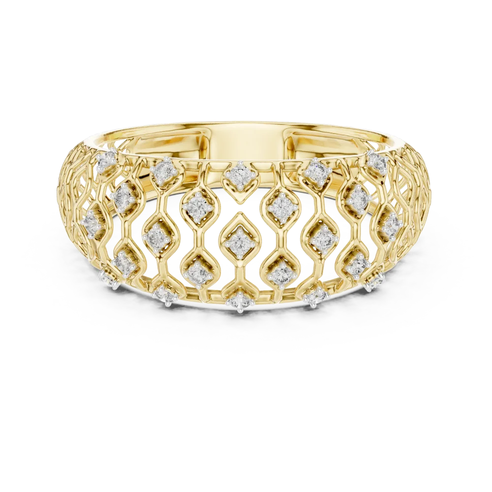 Geometric Round Brilliant Lattice Statement Band - Image 2