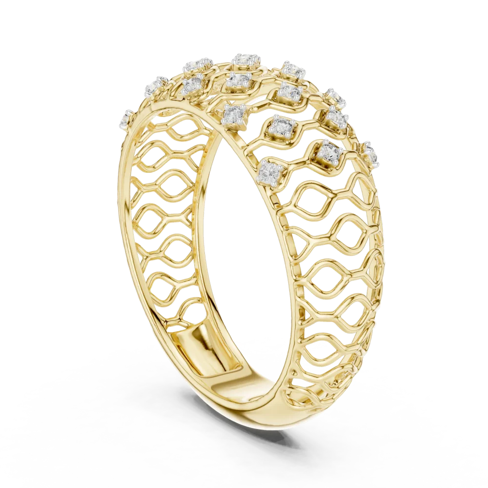 Geometric Round Brilliant Lattice Statement Band - Image 3