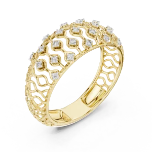 Geometric Round Brilliant Lattice Statement Band